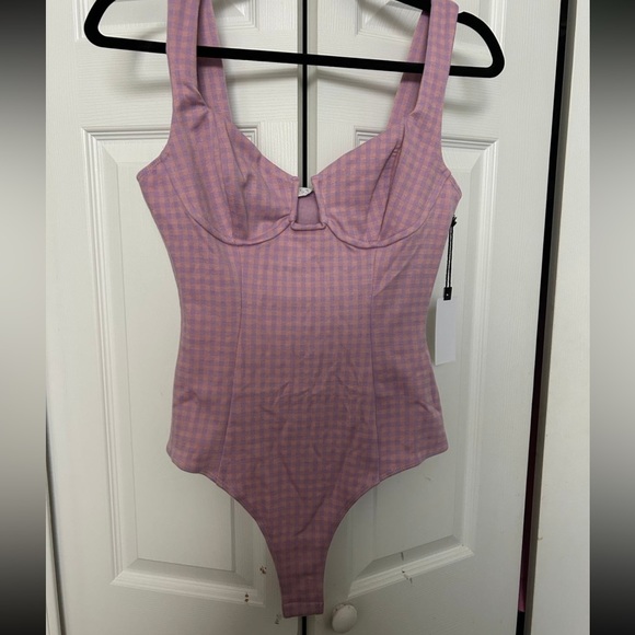 ASTR the Label Aria Gingham Print Bustier Bodysuit NWT - Picture 1 of 4